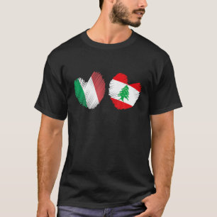 Camiseta Líbano Italia Corazón Bandera Italiana Bandera Lib