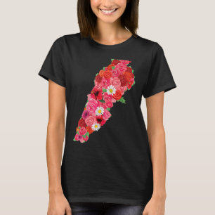 Camiseta Líbano: Mapa de flor de bandera Beirut Lobnan Líba