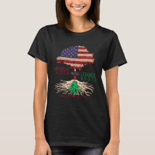 Camiseta Líbano y América Bandera de EE. UU. Raíces Raza Li