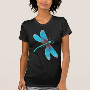 Camiseta Libélula azul brillante hermosa de la turquesa