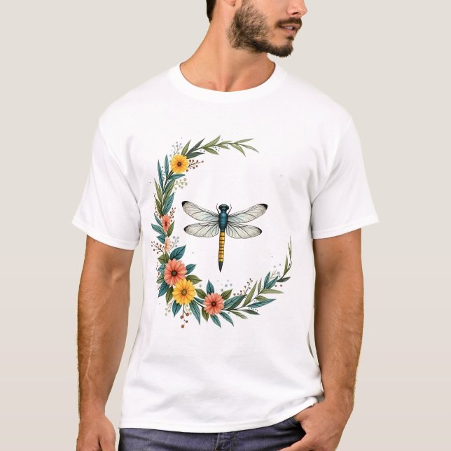 Camiseta Libélula Boho Luna Creciente Signo de la Paz Hippi (Anverso)