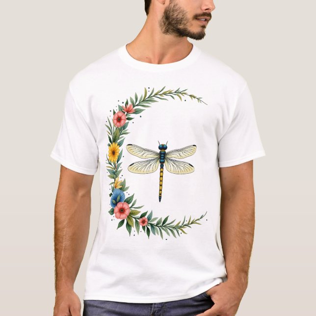 Camiseta Libélula Boho Luna Creciente Signo de Paz Hippie D (Anverso)