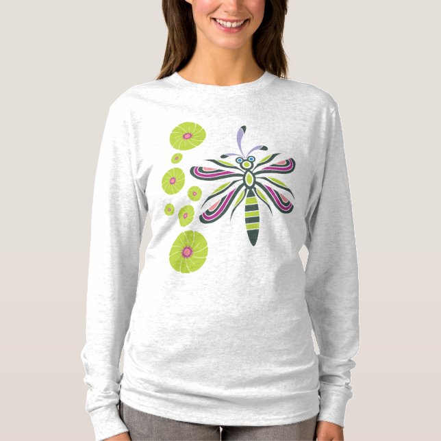 Camiseta Libélula con las flores (Anverso)