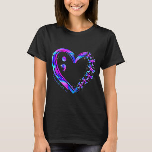 Camiseta libélula corazón púrpura azul claro conciencia de 