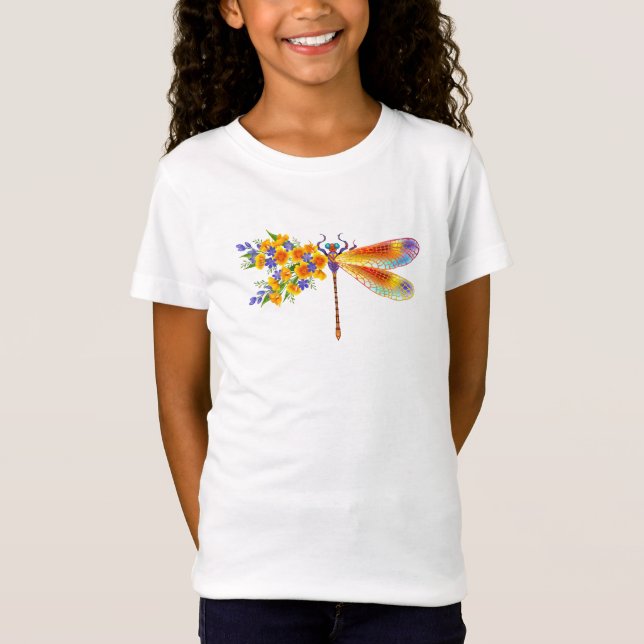 Camiseta Libélula de flor amarilla (Anverso)