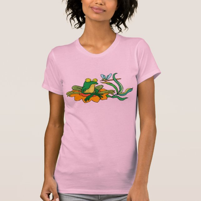 Camiseta Libélula de la rana de Lilypad de la flor (Anverso)