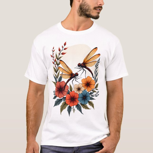 Camiseta Libélula Floral Boho (Anverso)