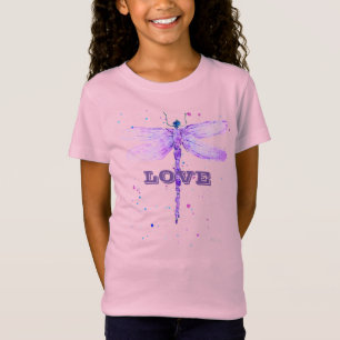 Camiseta Libélula morada femenina Amor lindo Insecto femeni