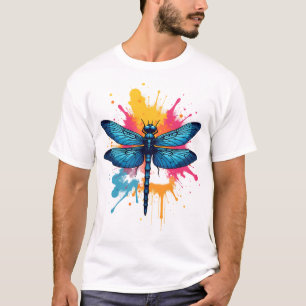 Camiseta Libélula pintada al estilo Artístico Colorido Pop