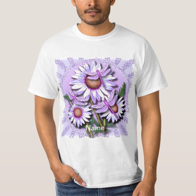 Camiseta Libélulas Margaritas Purpura  (Anverso)
