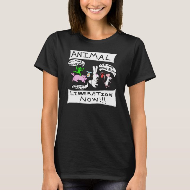 Camiseta ¡Liberación animal AHORA!! (Anverso)