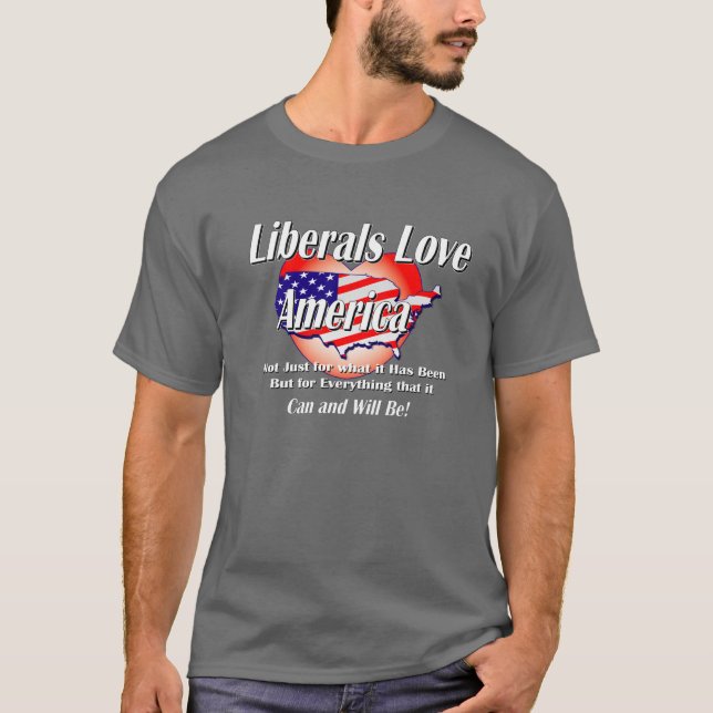 Camiseta Liberal-Amor-América-Negro (Anverso)