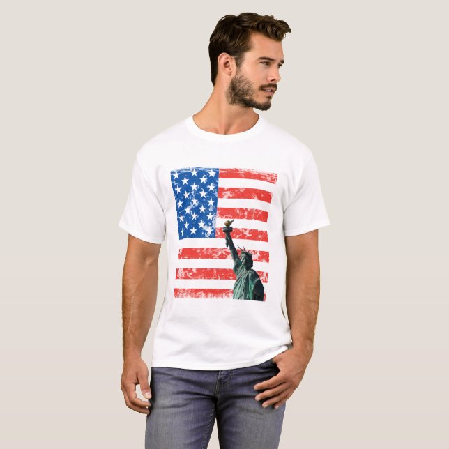 Camiseta liberal con fondo de estrellas y rayas (Anverso completo)
