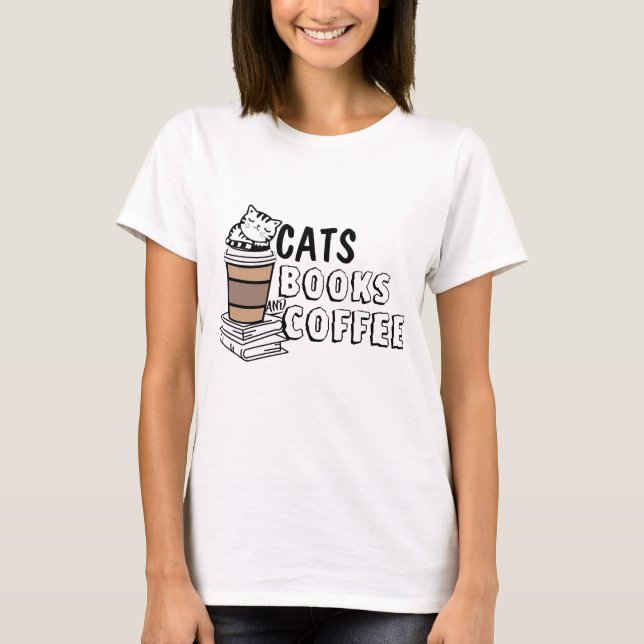 Camiseta Liberar tu purrsonalidad: gatos, libros y café (Anverso)