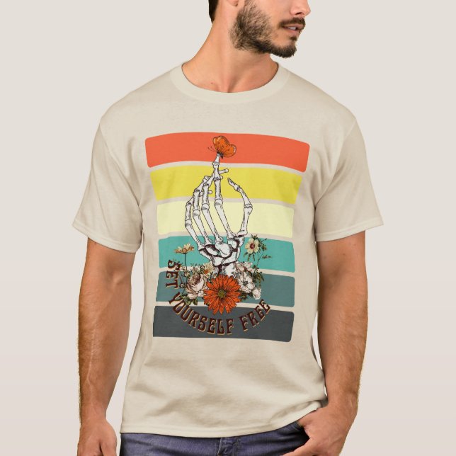 Camiseta Libérate - Flores de esqueleto (Anverso)