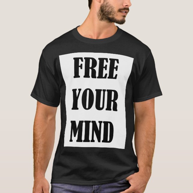 Camiseta Libere su negro de la cita de la mente (Anverso)