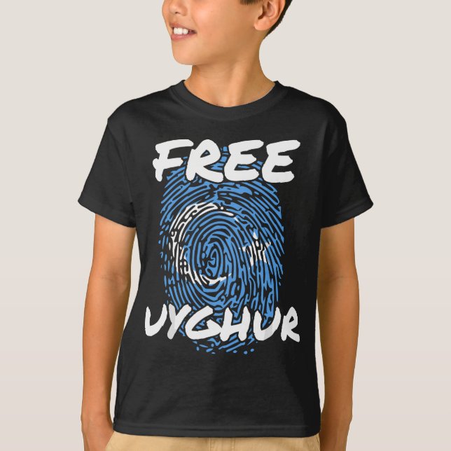 Camiseta Liberen A Los Uigures, Liberen La Bandera Uigur, S (Anverso)