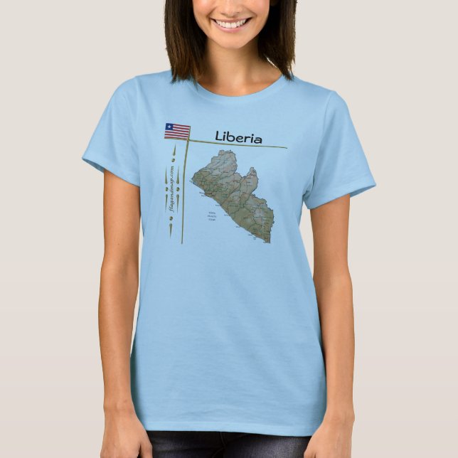 Camiseta Liberia Mapa + Bandera + Título (Anverso)