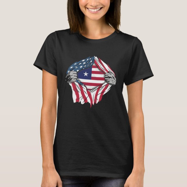 Camiseta Liberian Blood Inside Me  Liberia Flag (Anverso)