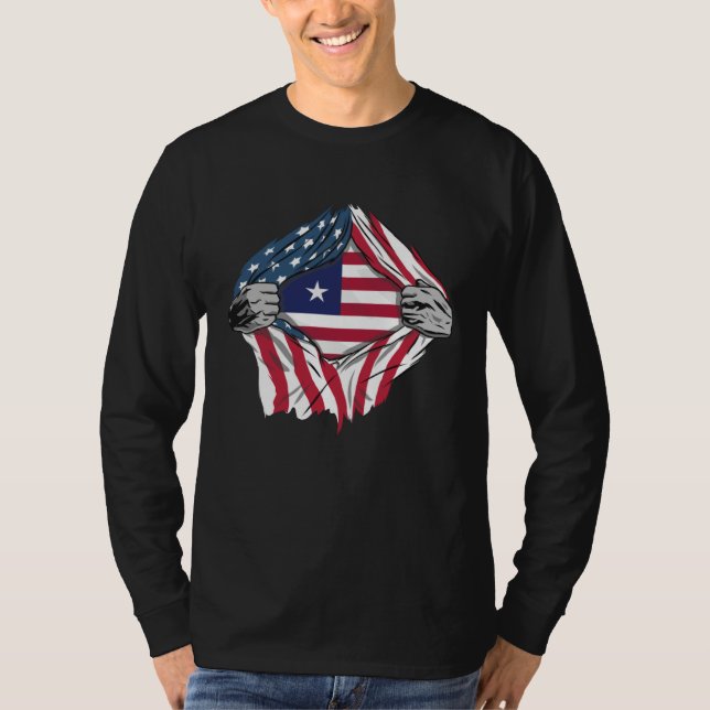 Camiseta Liberian Blood Inside Me  Liberia Flag (Anverso)