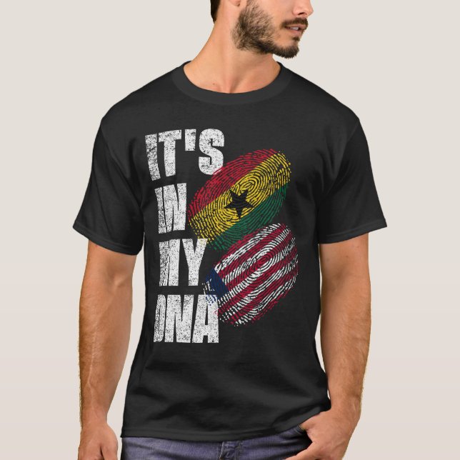 Camiseta Liberiano Y Ghana Mezclan Bandera Del Patrimonio D (Anverso)