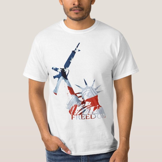 Camiseta Libertad - 2da enmienda en rojo, blanco, y azul (Anverso)
