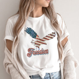 Camiseta Libertad Águila Americana 4 de Julio Azul Blanco R
