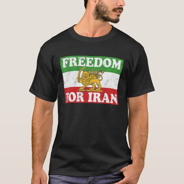 Camiseta LIBERTAD de bandera de león iraní para IRÁN apoya  (Anverso)