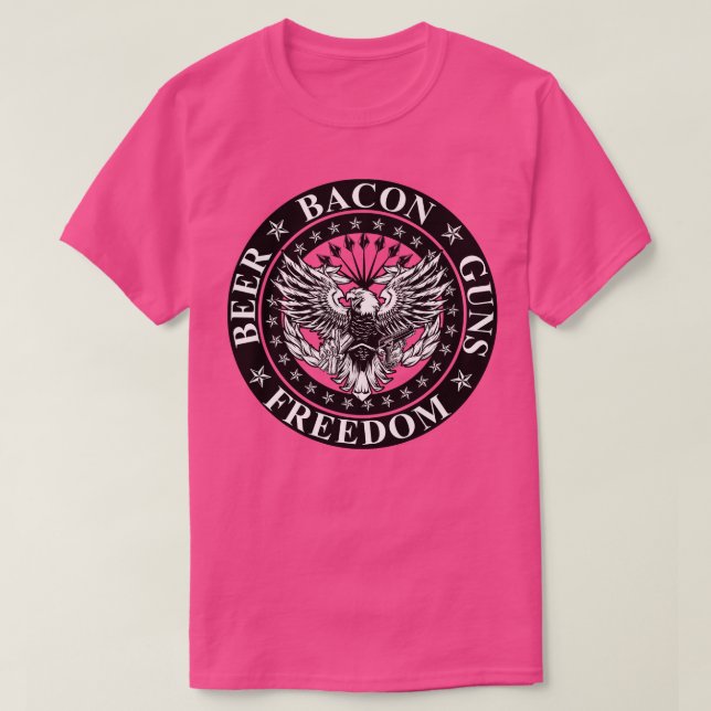 CAMISETA LIBERTAD DE CERVEZA BACON GUNS 1 (Diseño del anverso)