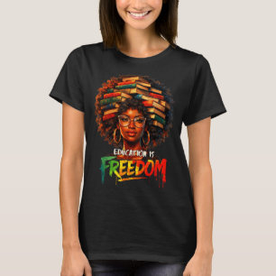 Camiseta Libertad de Educación Profesor Negro Libros Arte