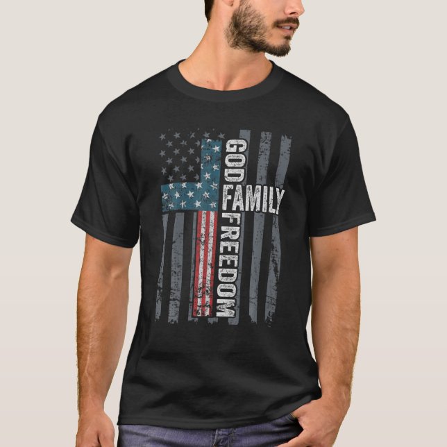 Camiseta Libertad de la familia de Dios - Fe cristiana Cruz (Anverso)