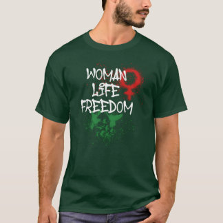 Camiseta libertad de vida de la mujer birdsirangraffiti ret