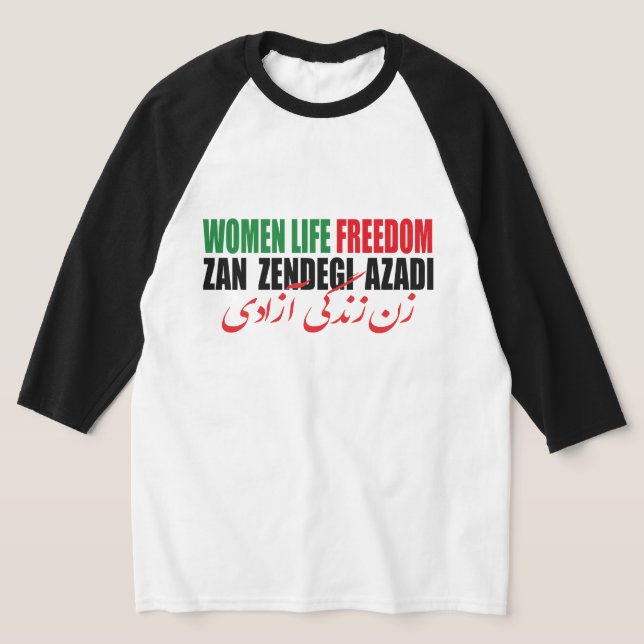 Camiseta Libertad de vida de la mujer Irán Zan Zendegi Azad (Distribución)