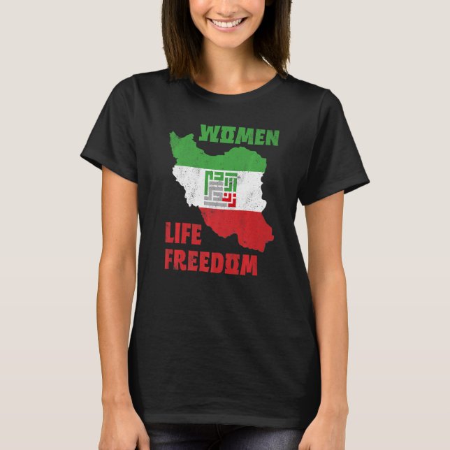 Camiseta Libertad de vida de las mujeres Irán Mapa de bande (Anverso)
