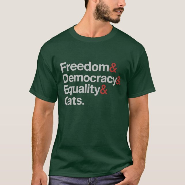 Camiseta Libertad, Democracia e Igualdad y Gatos (Anverso)