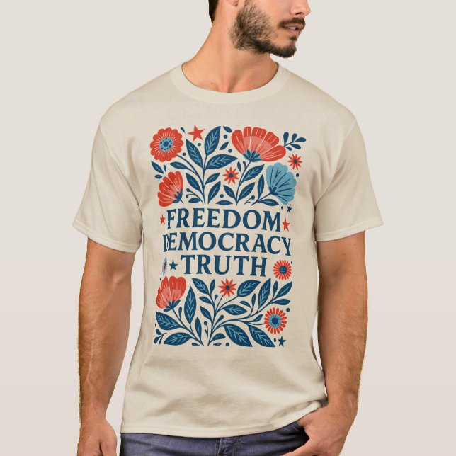 Camiseta Libertad, democracia, verdad - valor patriótico fl (Anverso)