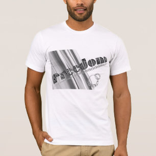 Camiseta Libertad efecto plateado metálico escrito en caden