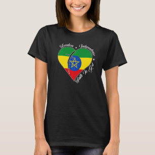 Camiseta Libertad Independencia Fe En Dios  Cristiano Etíop