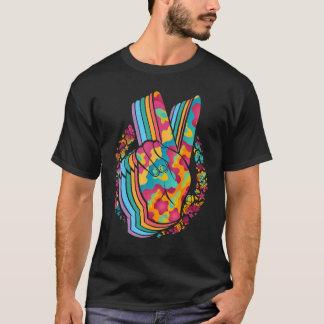 Camiseta Libertad para la flor hippie del dedo del dedo de 