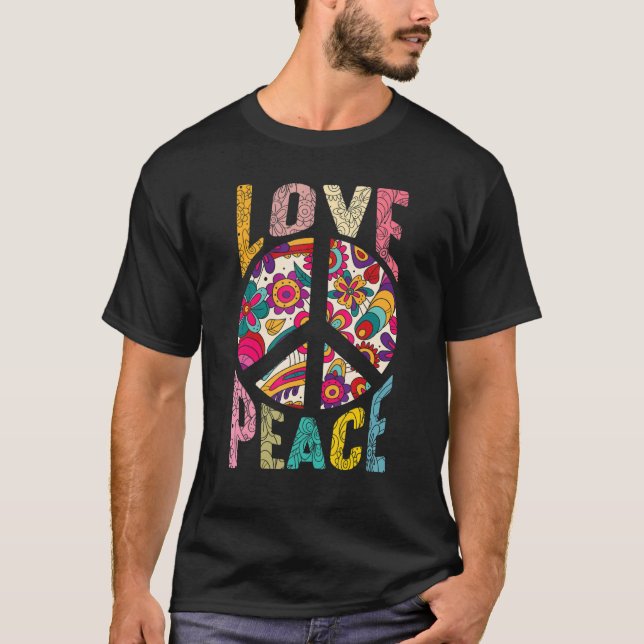 Camiseta Libertad para la flor hippie del dedo del dedo de  (Anverso)