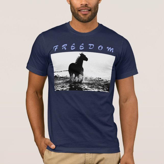 Camiseta Libertad para los hombres de arte pop de caballos  (Anverso)