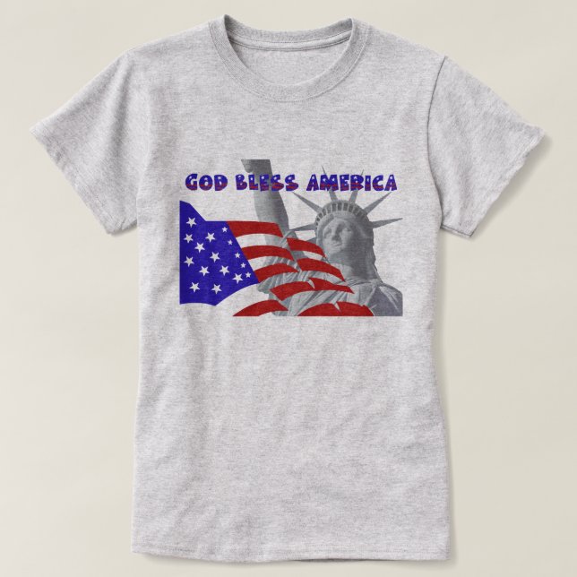 Camiseta Libertad Patriótica Dios bendiga a Estados Unidos (Diseño del anverso)
