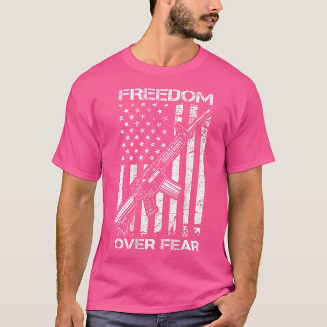 Camiseta Libertad Por Miedo - Bandera Estadounidense Pro Gu (Anverso)