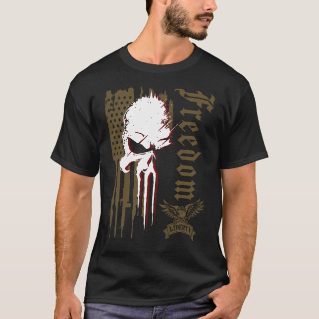 Camiseta Libertad por miedo Pro juego Bandera de Estados Un (Anverso)
