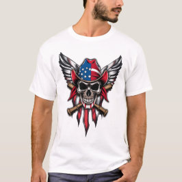 Camiseta Libertad salvaje, cráneo americano con bates de bé