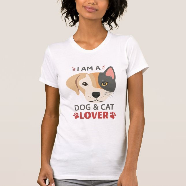Camiseta Libertad Soy un perro y un gato amante de la mujer (Anverso)