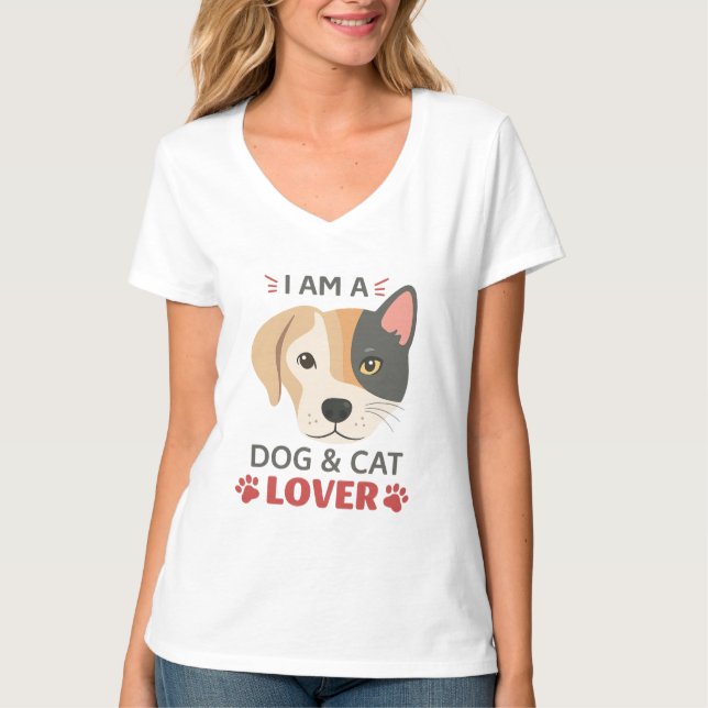 Camiseta Libertad Soy un perro y un gato amante de la V-Cen (Anverso)