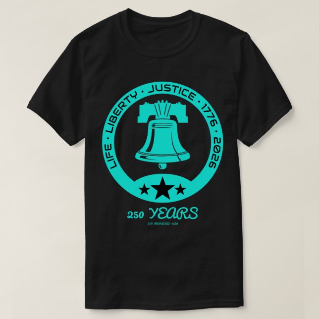 Camiseta Liberty Bell 250-Year Emblem, 1776–2026 Edition US (Diseño del anverso)