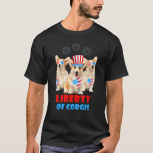 Camiseta Liberty Corgis 4 De Julio Bandera Estadounidense C