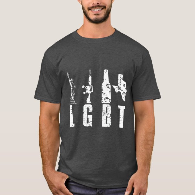 Camiseta Liberty Guns Beer Texas T Parody LGBT (Anverso)